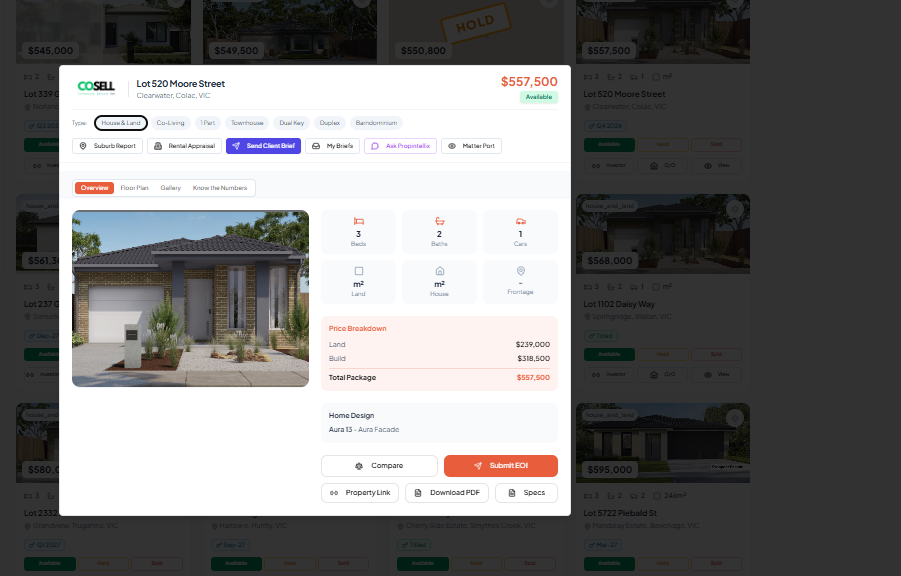 Coordinate with the builder from inside every property card